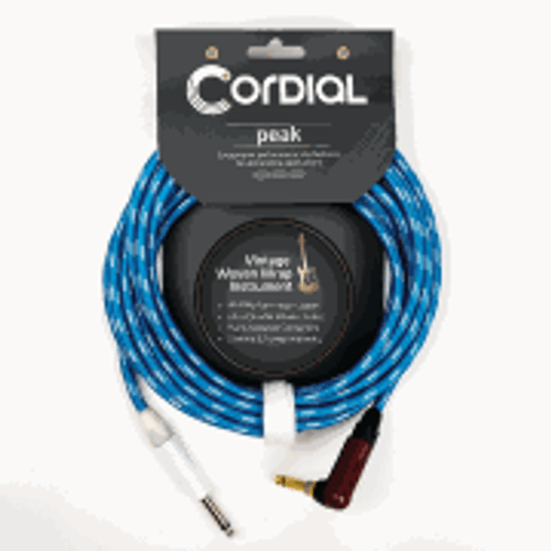 Premium Instrument White/Blue Sky Textile Cable with Neutrik Silent Plug [HL:3719701]