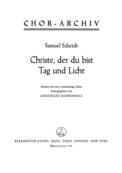 Christe, der du bist Tag und Licht [Bar:BA759]