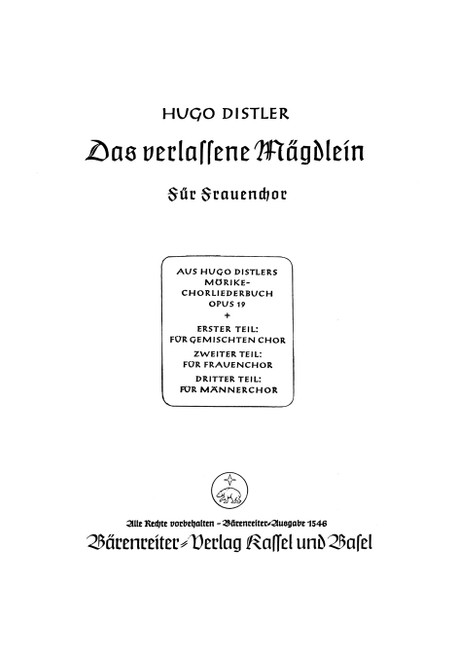 Das verlassene Mägdlein (Früh, wann die Hähne krähn) [Bar:BA1546]