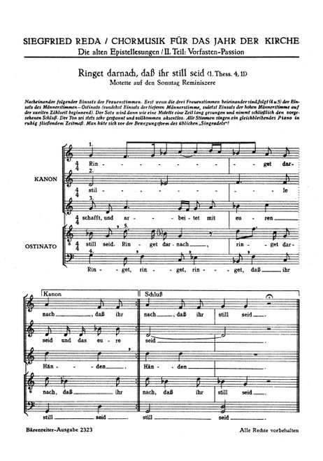 Ringet darnach, dass ihr still seid [Bar:BA2323]