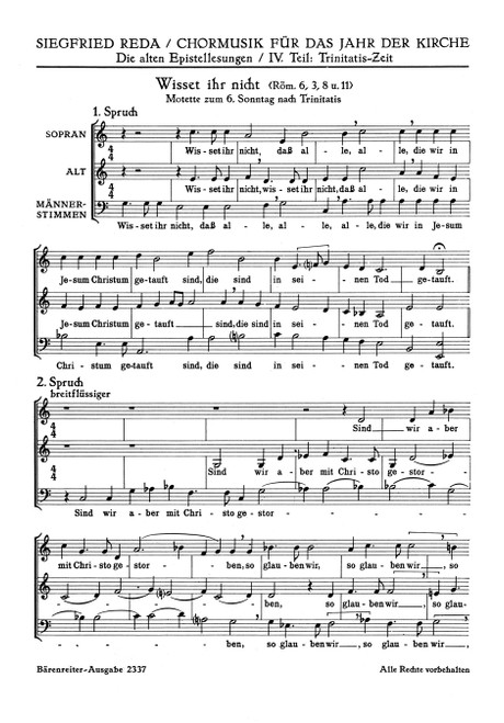 Wisset ihr nicht, dass alle, die wir in Jesum Chrsistum getauft sind [Bar:BA2337]