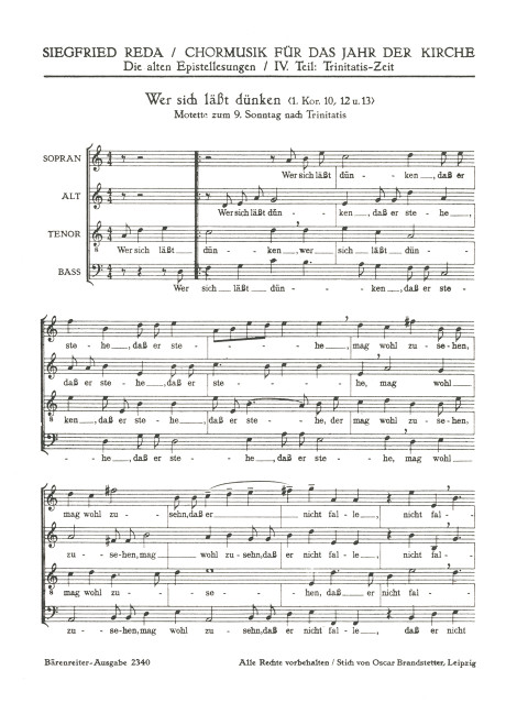 Wer sich lässt dünken, dass er fest stehe [Bar:BA2340]