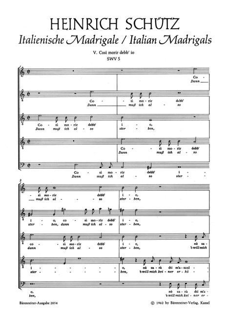 Cosi morir debb'io - Dann muss ich also sterben SWV 5 [Bar:BA2854]