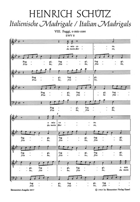 Fuggi, fuggi, o mio core - Fliehe, fliehe du mein Herze SWV 8 [Bar:BA2857]