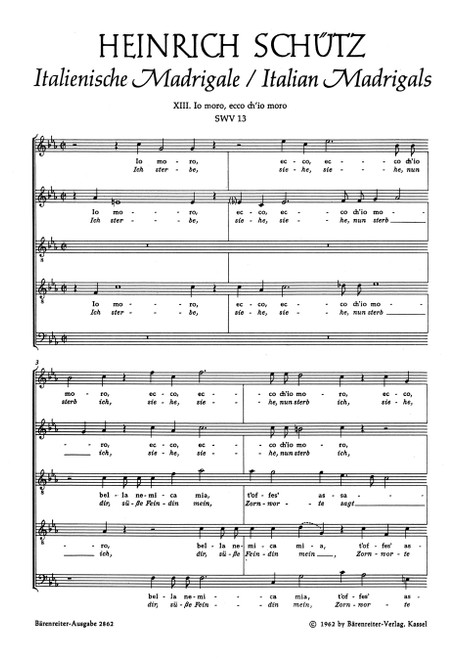 Io moro, ecco ch'io moro - Ich sterbe, siehe, nun sterb' ich SWV 13 [Bar:BA2862]