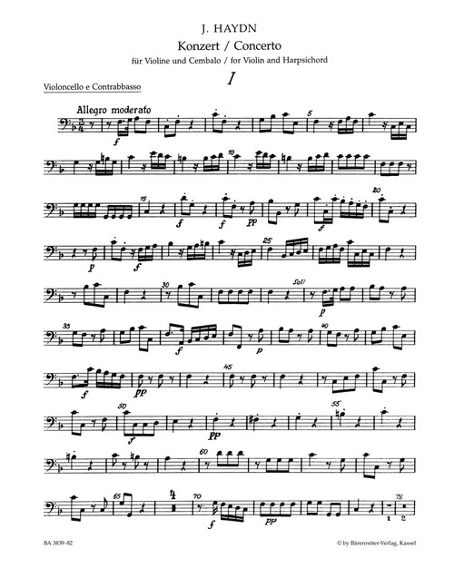 Concerto for Violin, Harpsichord and String Orchestra in F major Hob. XVIII:6* [Bar:BA3839-82]