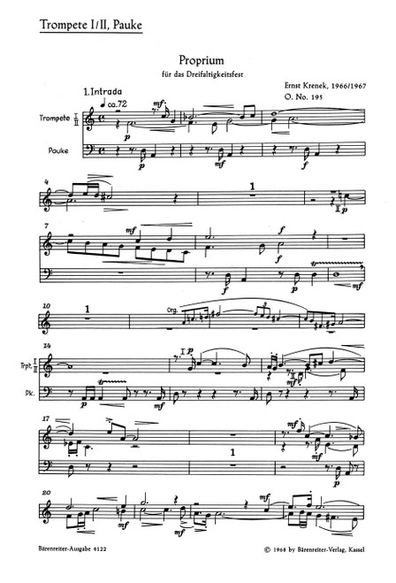 Proprium für das Dreifaltigkeitsfest op. 195 "Gepriesen sei der heilige dreifaltige Gott" (1966/1967) [Bar:BA4122-52]
