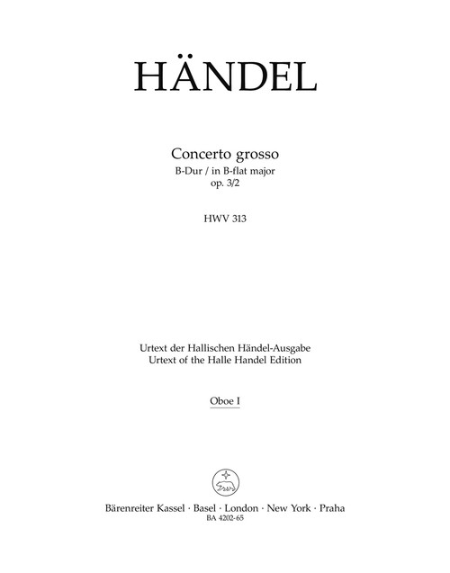 Concerto grosso in B-flat major op. 3/2 HWV 313 [Bar:BA4202-65]