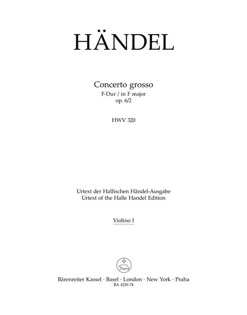 Concerto grosso in F major op. 6/2 HWV 320 [Bar:BA4210-74]