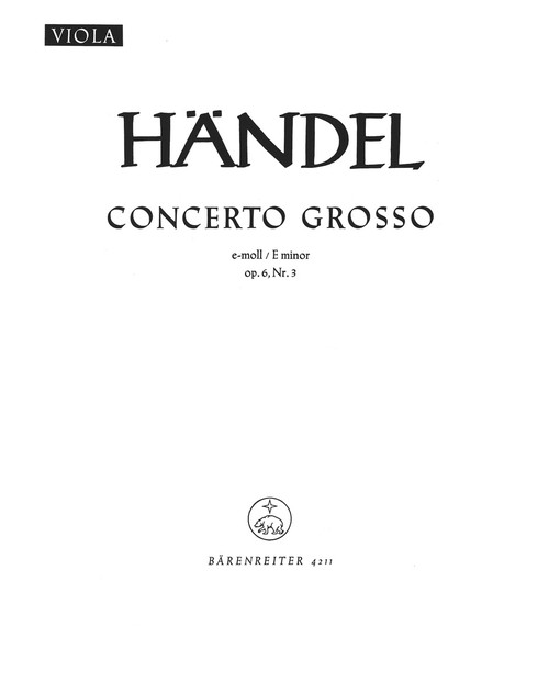 Concerto grosso in E minor op. 6/3 HWV 321 [Bar:BA4211-79]