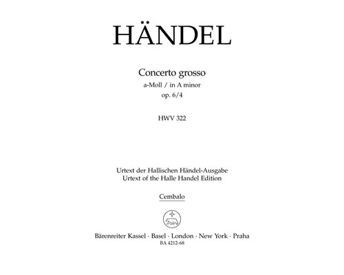 Concerto grosso in A minor op. 6/4 HWV 322 [Bar:BA4212-68]