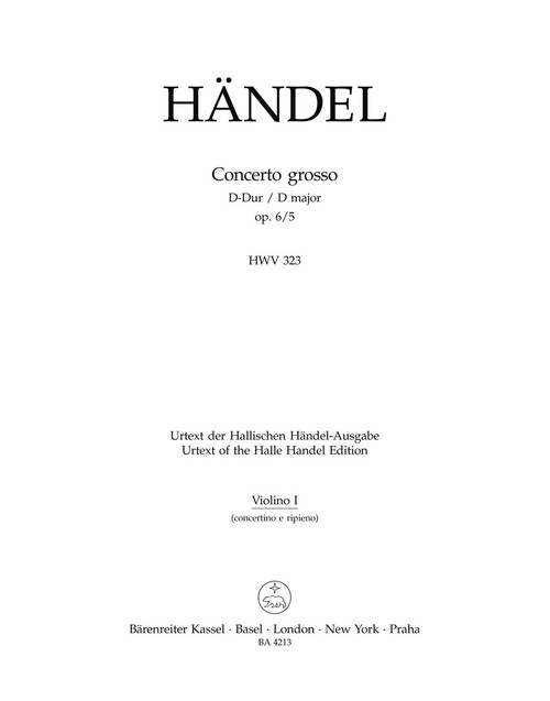 Concerto grosso in D major op. 6/5 HWV 323 [Bar:BA4213-74]
