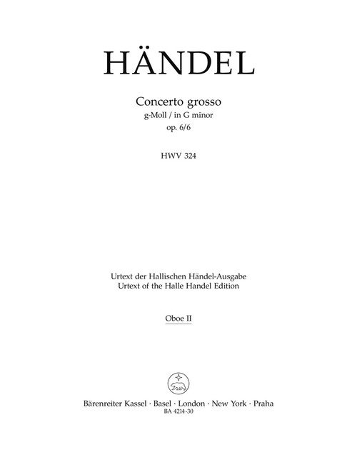 Concerto grosso in G minor op. 6/6 HWV 324 [Bar:BA4214-30]
