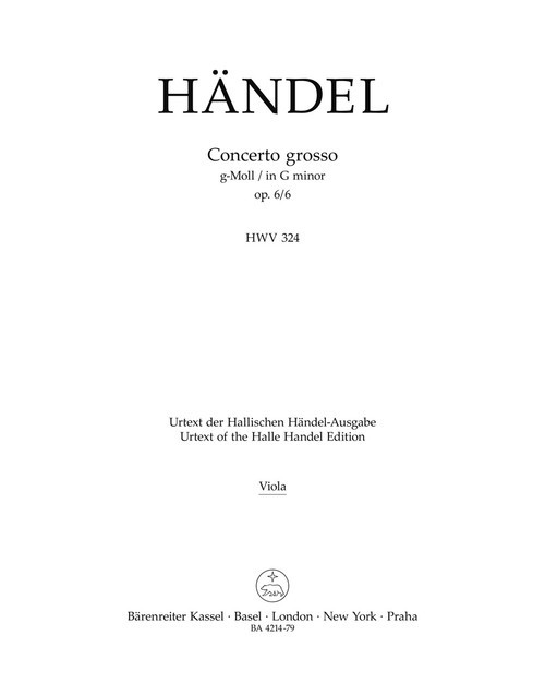 Concerto grosso in G minor op. 6/6 HWV 324 [Bar:BA4214-79]
