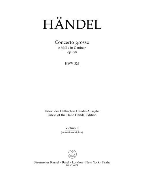 Concerto grosso in C minor op. 6/8 HWV 326 [Bar:BA4216-75]