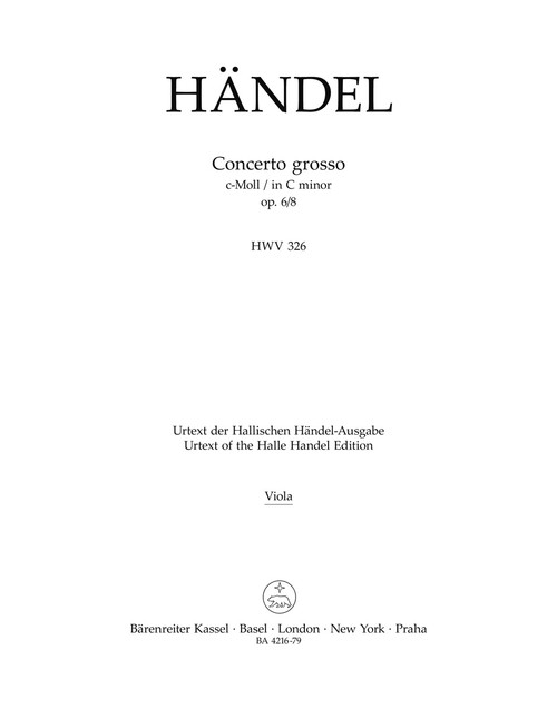 Concerto grosso in C minor op. 6/8 HWV 326 [Bar:BA4216-79]