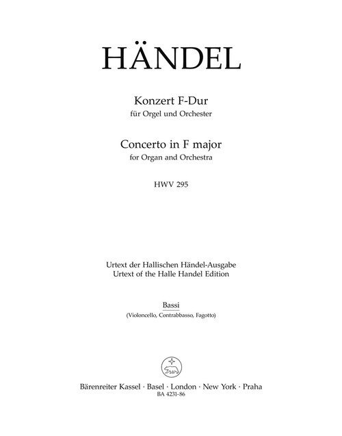Concerto for Organ and Orchestra no. 13 in F major HWV 295 "The Cuckoo and the Nightingale" [Bar:BA4231-86]
