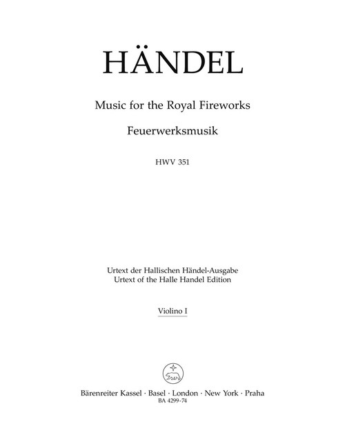 Music for the Royal Fireworks HWV 351 [Bar:BA4299-74]