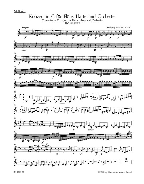 Concerto for Flute, Harp and Orchestra in C major K. 299 (297c) [Bar:BA4598-75]