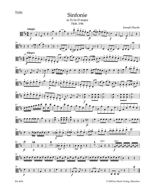 Symphony in D major Hob. I:96 "The Miracle" [Bar:BA4636-79]