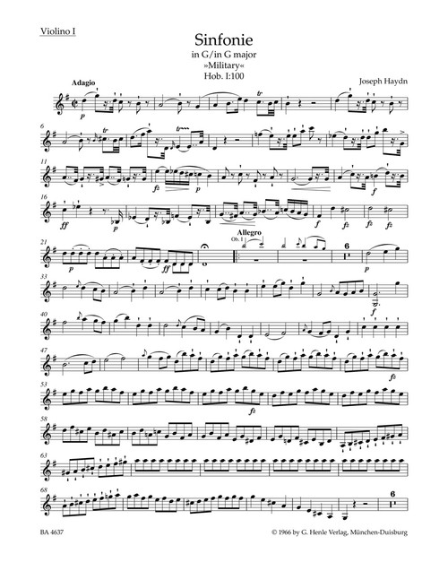 Symphony in G major Hob. I:100 "Military" [Bar:BA4637-74]