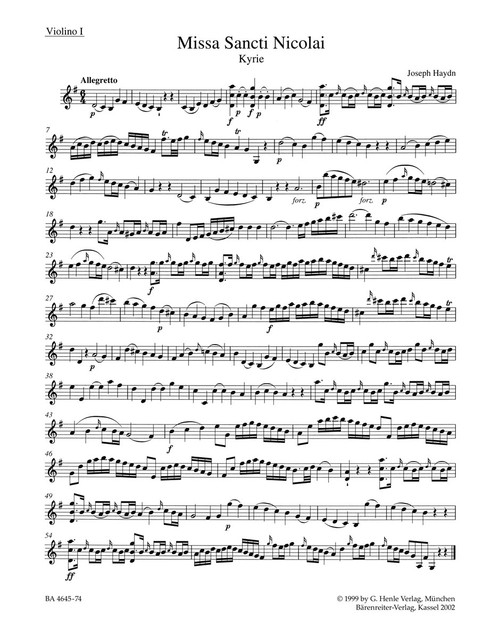 Missa Sancti Nicolai Hob. XXII:6 "Nicolai Mass" [Bar:BA4645-74]