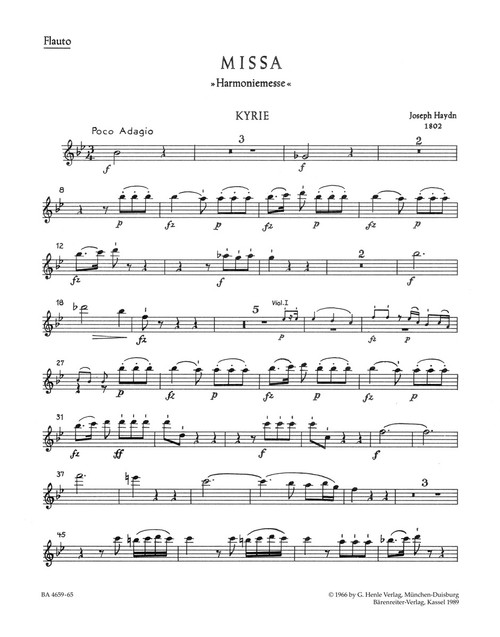 Missa in B-flat major Hob.XXII:14 "Harmony Mass" [Bar:BA4659-65]