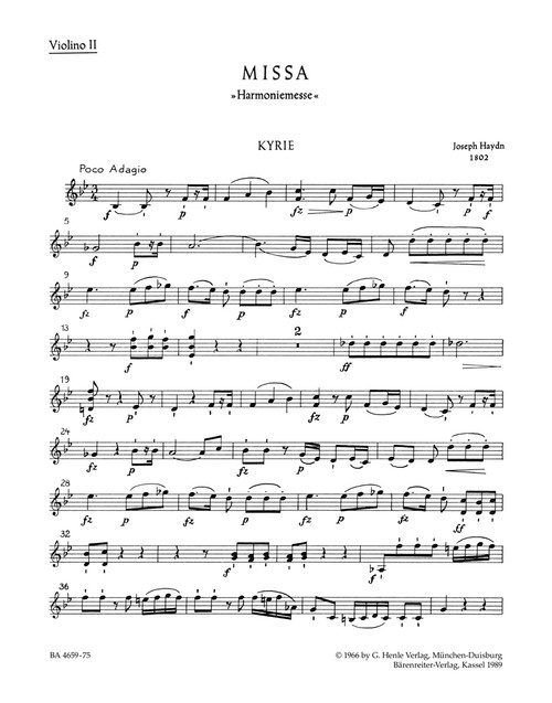 Missa in B-flat major Hob.XXII:14 "Harmony Mass" [Bar:BA4659-75]