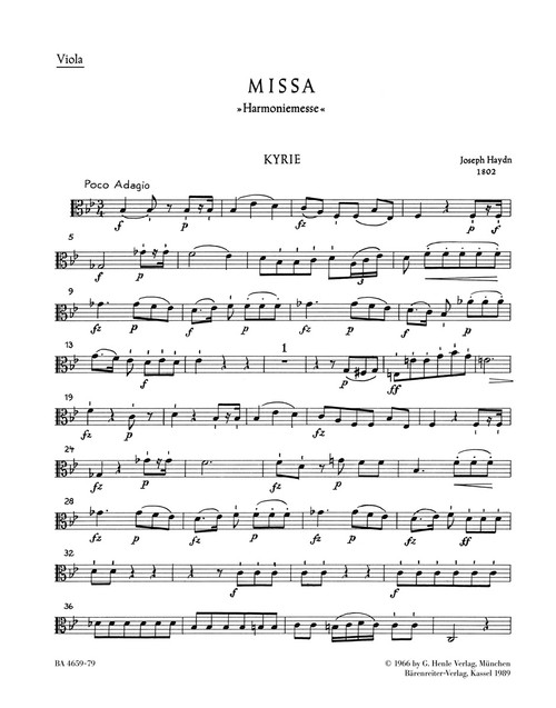 Missa in B-flat major Hob.XXII:14 "Harmony Mass" [Bar:BA4659-79]