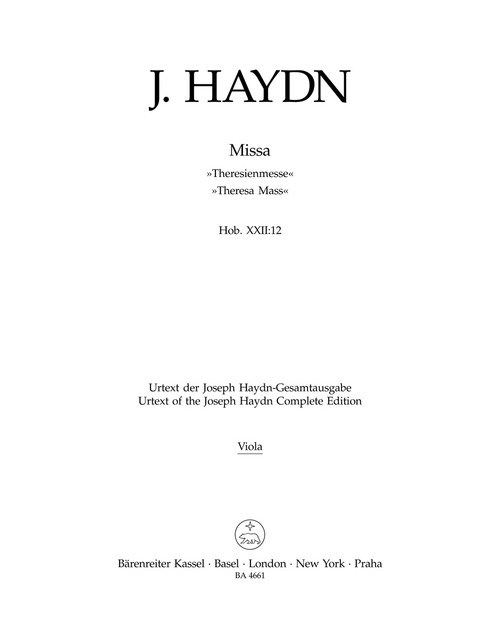 Missa in B-flat major Hob.XXII:12 "Theresa Mass" [Bar:BA4661-79]