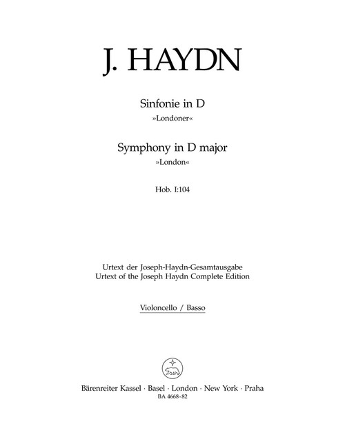 Symphony in D major Hob.I :104 "London Symphony No. 12" [Bar:BA4668-82]