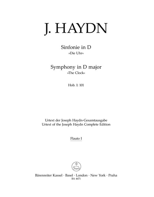 London Symphony no. 8 in D major Hob.I:101 "The Clock" [Bar:BA4671-65]