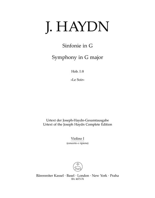 Symphony in G major Hob.I:8 "Le Soir" [Bar:BA4673-74]