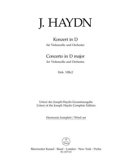 Concerto for Violoncello and Orchestra in D major Hob. VIIb:2 [Bar:BA4675-65]