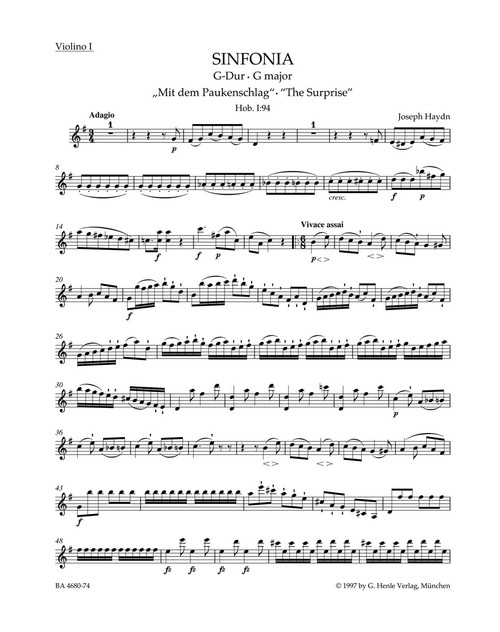 Symphony in G major Hob. I:94 "The Surprise" [Bar:BA4680-74]