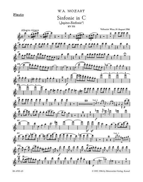 Symphony no. 41 in C major K. 551 "Jupiter Symphony" [Bar:BA4703-65]