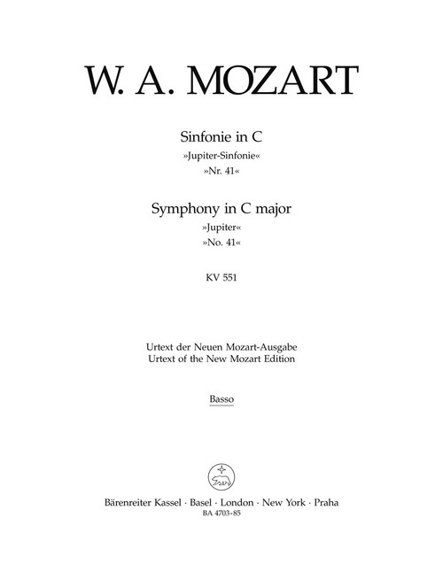 Symphony no. 41 in C major K. 551 "Jupiter Symphony" [Bar:BA4703-85]