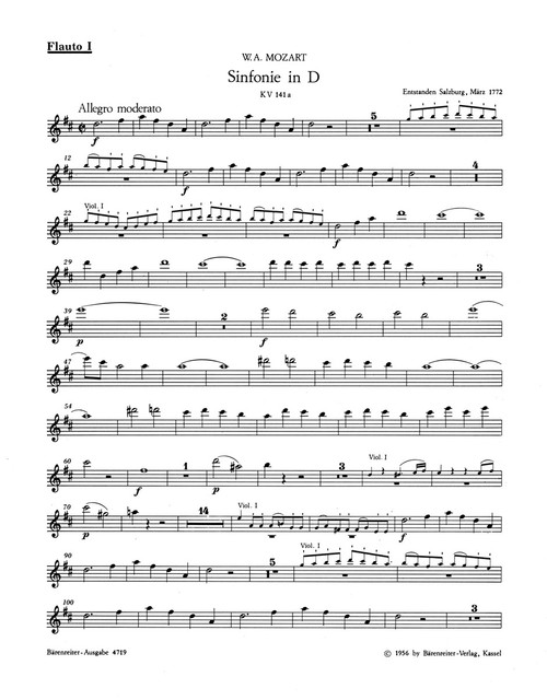 Symphony in D major K. 141a(161) [Bar:BA4719-65]