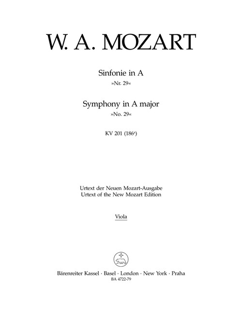 Symphony no. 29 in A major K. 201(186a) [Bar:BA4722-79]