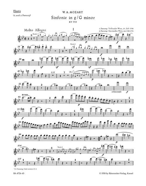 Symphony no. 40 in G minor K. 550 [Bar:BA4724-65]