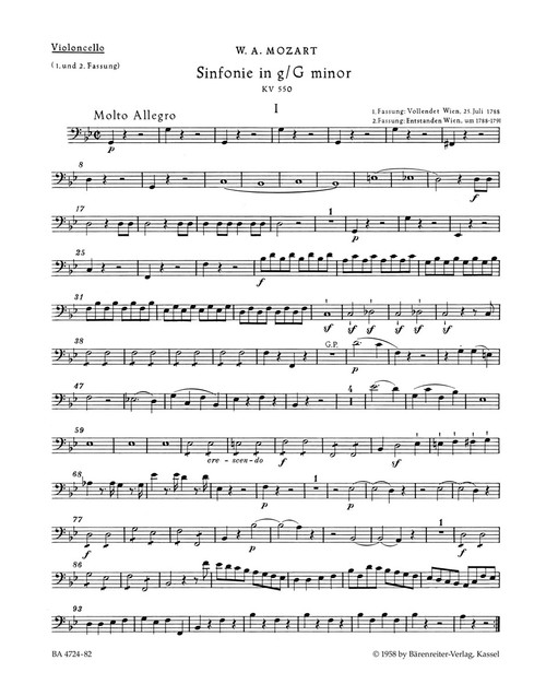 Symphony no. 40 in G minor K. 550 [Bar:BA4724-82]