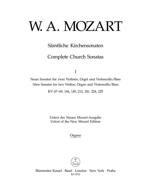Complete Church Sonatas, Volume 1 K. 67-69, 144, 145, 212, 224, 225, 241 [Bar:BA4731-67]
