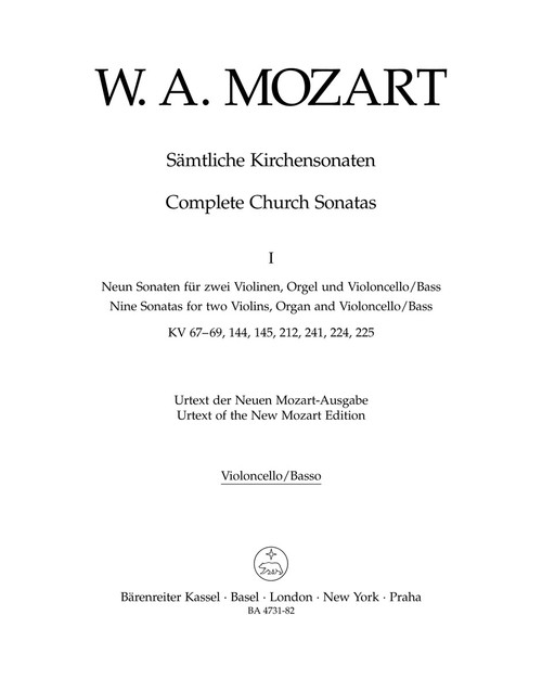 Complete Church Sonatas, Volume 1 K. 67-69, 144, 145, 212, 224, 225, 241 [Bar:BA4731-82]