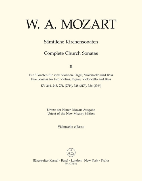 Complete Church Sonatas, Volume 2 K. 244, 245, 274, 328, 336 [Bar:BA4732-82]