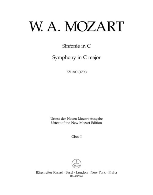 Symphony no. 28 in C major K. 200(173e) [Bar:BA4749-65]