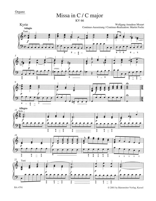 Missa in C major K. 66 "Dominicus Mass" [Bar:BA4791-67]