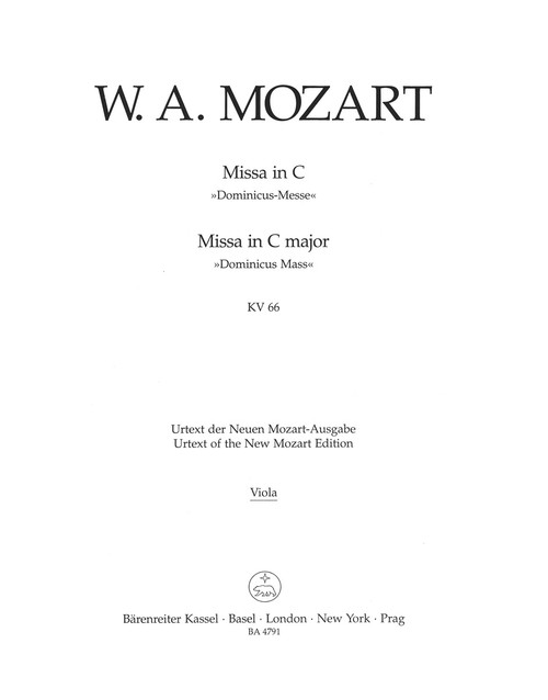 Missa in C major K. 66 "Dominicus Mass" [Bar:BA4791-79]