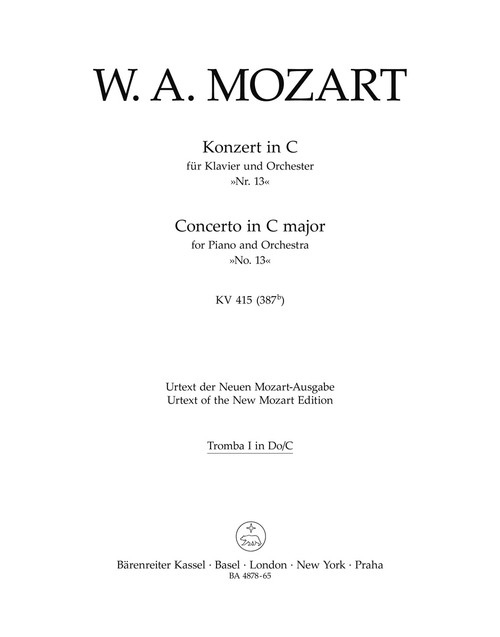 Concerto for Piano and Orchestra no. 13 in C major K. 415 (387b) [Bar:BA4878-65]