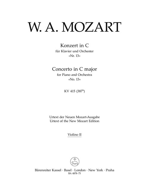 Concerto for Piano and Orchestra no. 13 in C major K. 415 (387b) [Bar:BA4878-75]