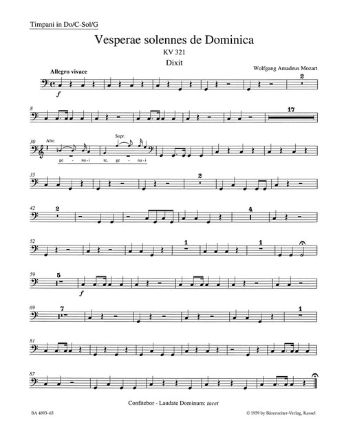Vesperae solennes de Dominica K. 321 [Bar:BA4893-65]